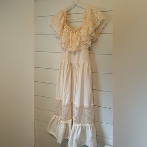 Bailey’s Blossoms Clara Cotton & Lace Flutter Maxi Dress Cream